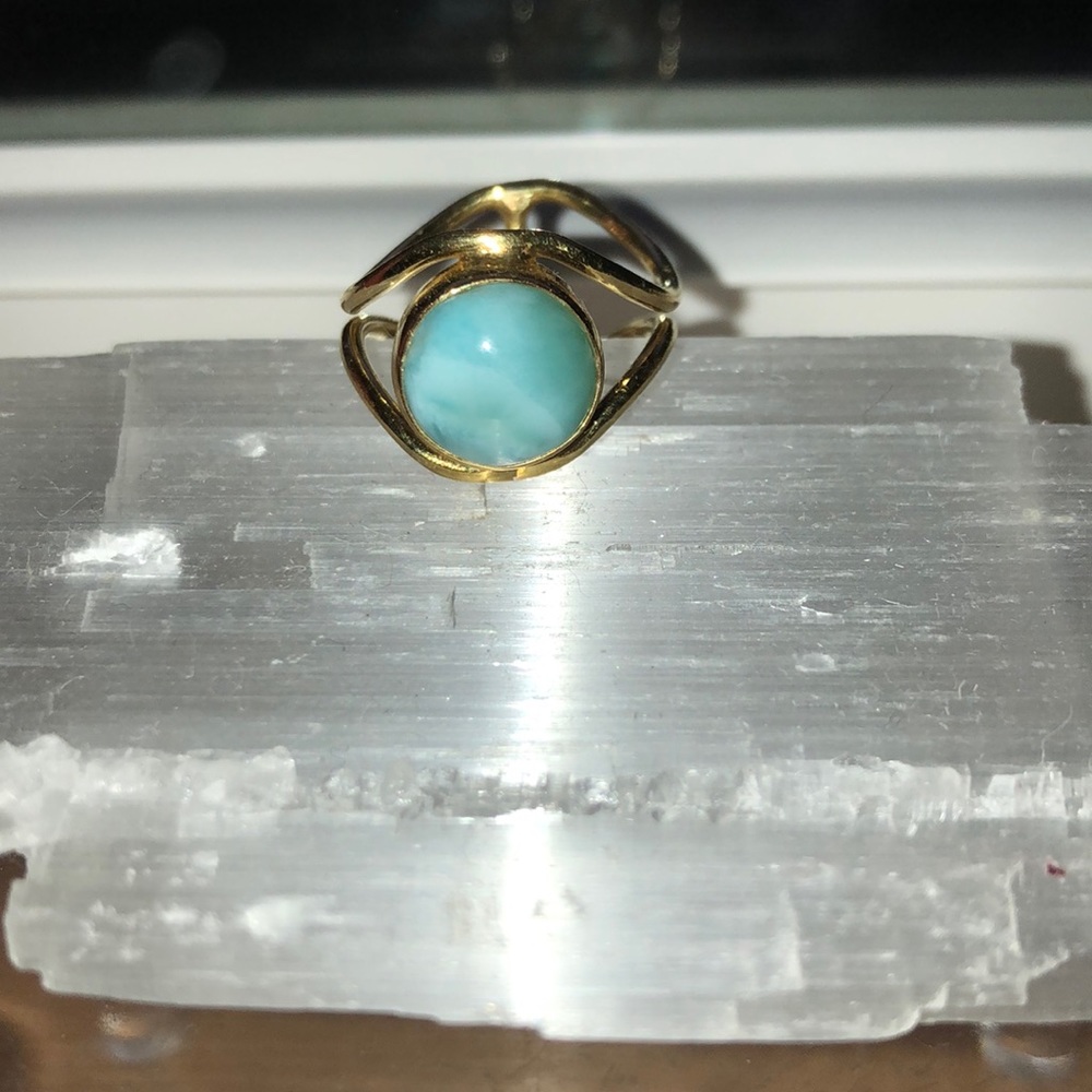 Larimar Crystal Ring “Wisdom Of The Sea”.